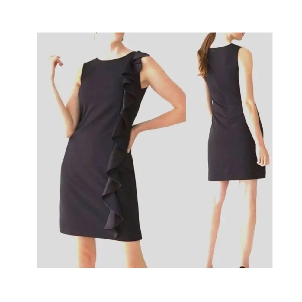 SPENSE 8 Elegant Black Ruffle Dress